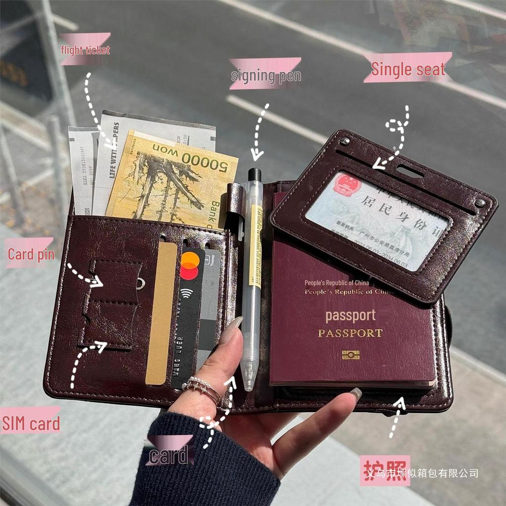 Women's All-in-One Leather Travel Wallet: Passport, Ticket & Card Holder