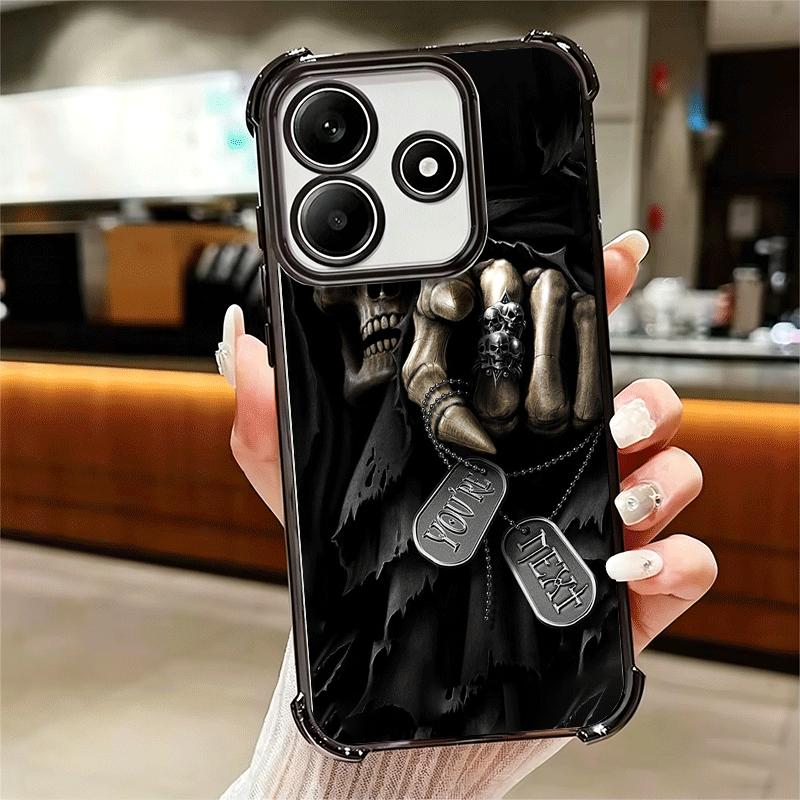 Grim Reaper Skeleton Funny Style Plating Phone Case For Xiaomi Redmi Note 14 15 Pro Plus 13 12 11 11S 11T 10 9S 9 5G Anti-Fall A