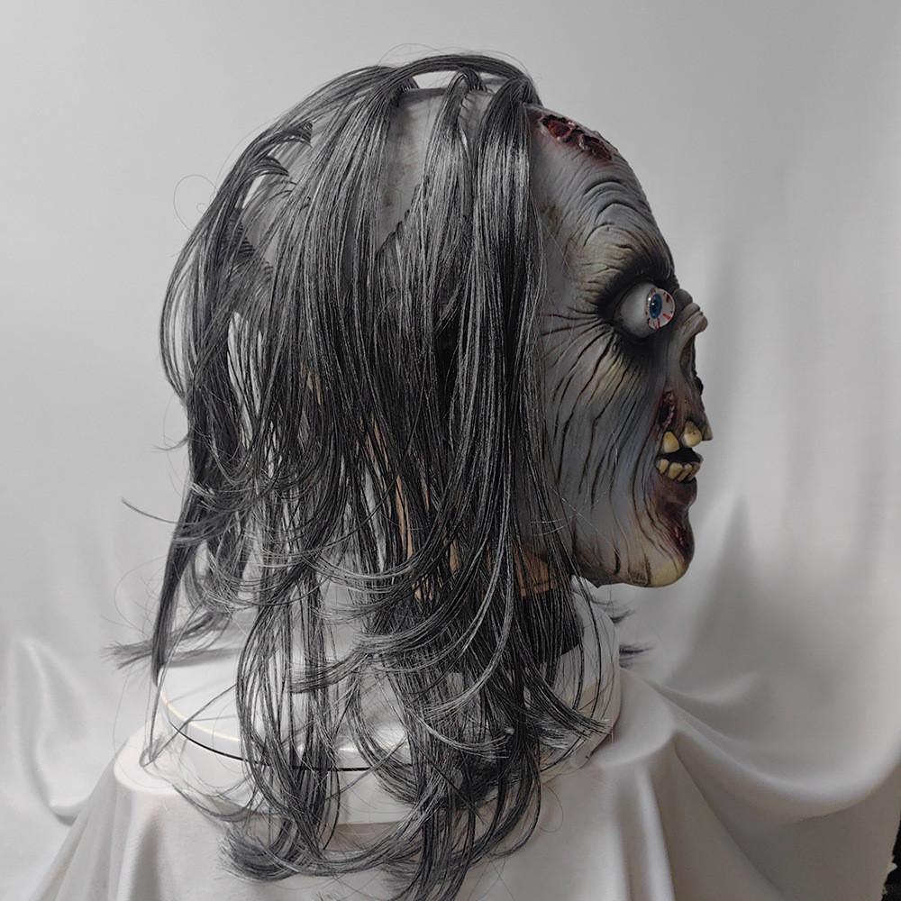 Horror Latex Zombie Mask With White Hair For Halloween Costume And Haunted House Decor
