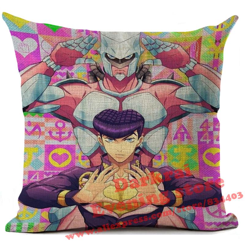 Jojos Bizarre Adventure Japanese Harajuku Manga Cushion Cover Living Room Sofa Square Throw Pillows Home Decoration Pillowcase