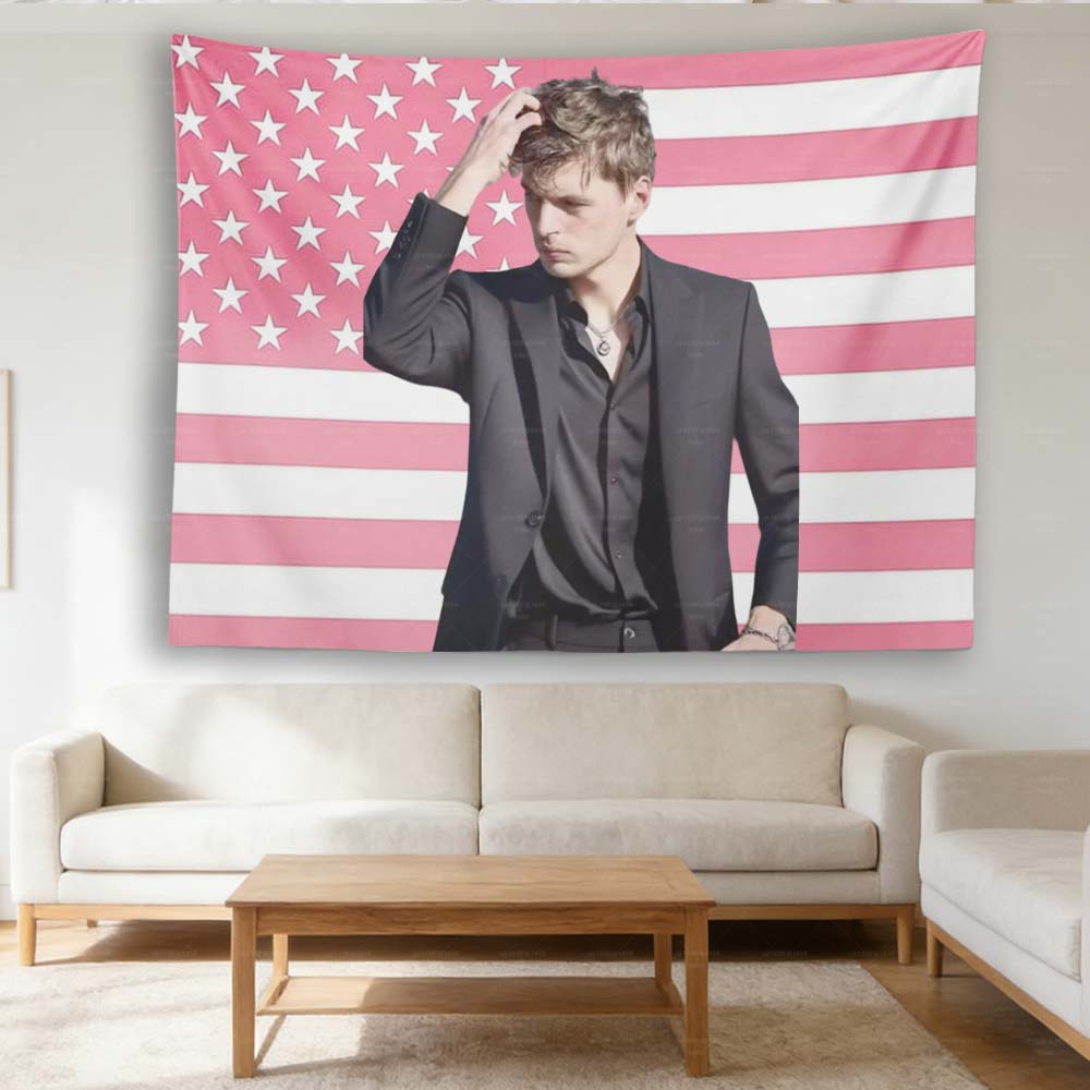 

MAX Suit Pink USA Flag Tapestry Wall Art Aesthetic Bedroom Dorm Man Cave Wall Hanging for Fans 74x94cm(29x37in)
