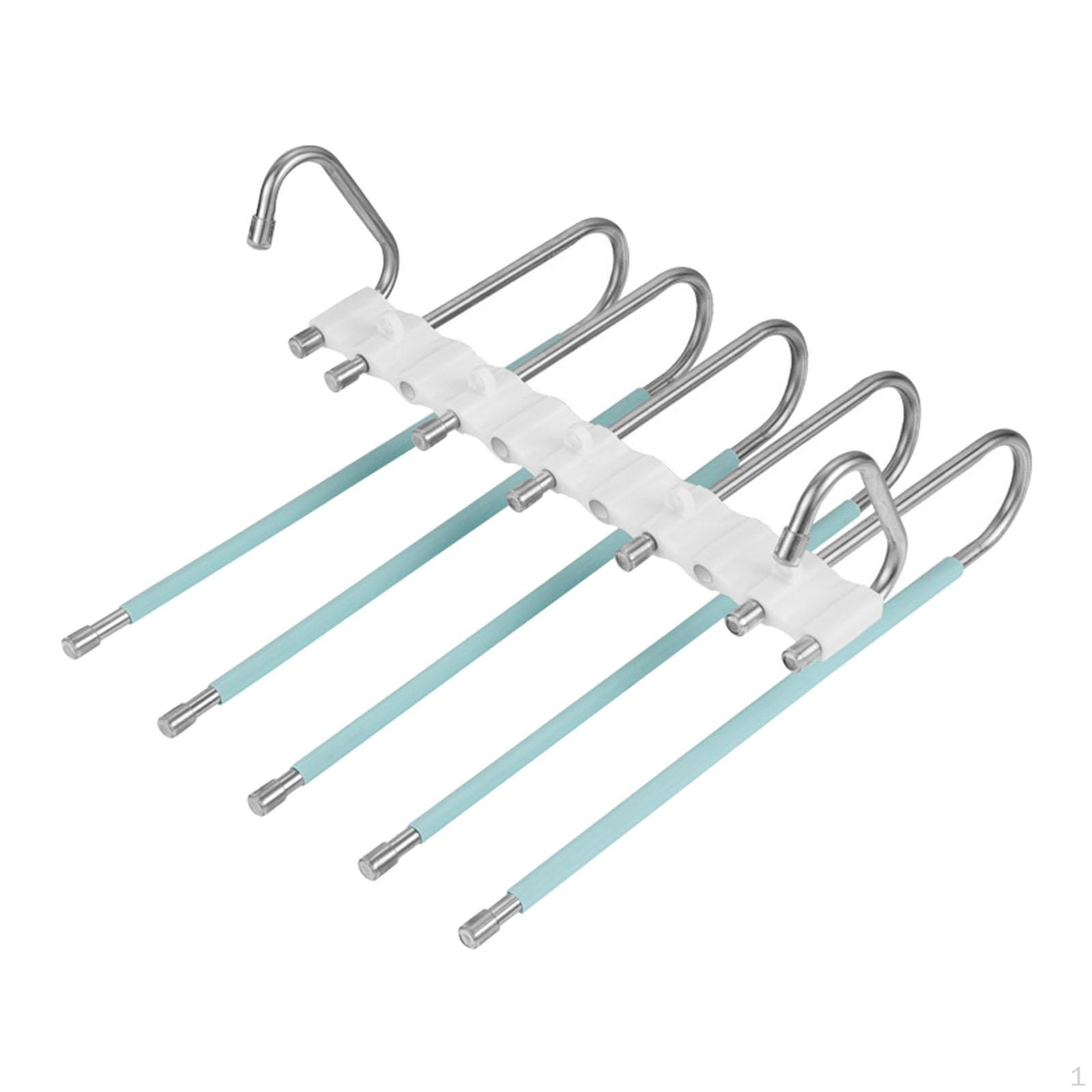 5 in 1 Multi Functional Pants Rack Wardrobe Stainless Steel Space Saving Layer Green