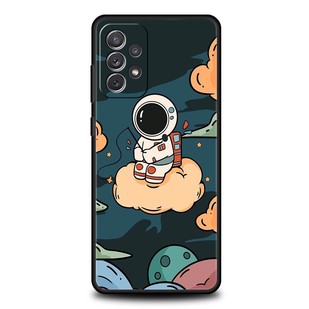 Cartoon Cute Cosmonaut Phone Case for Samsung Galaxy A55 A35 A17 A07 A15 A13 A25 A51 A71 A72 A73 A32 A52 A52S A41 Soft TPU Shell