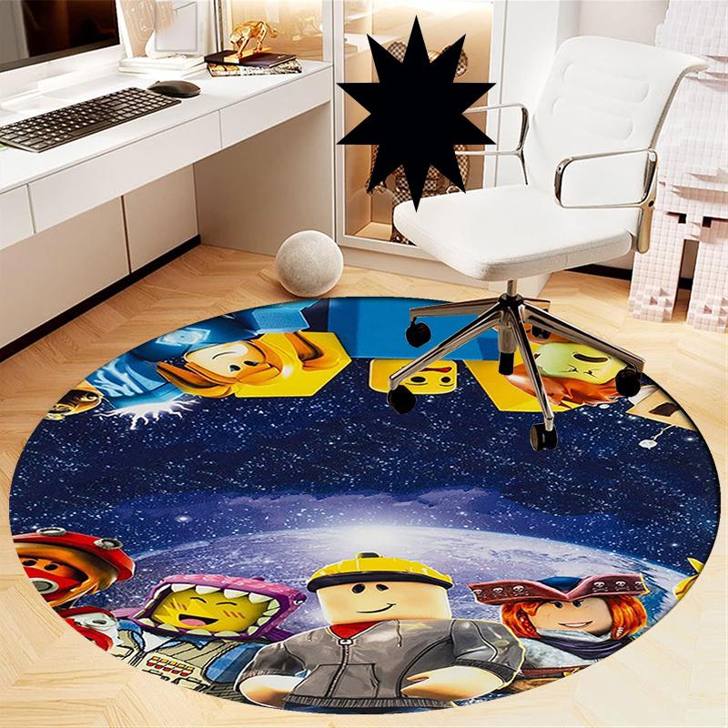 Roblox Printed Round Rug Carpet Chair Rug Area Rug Entryway Doormats,for Office Chair Living Room Bedroom Kitchen Room.