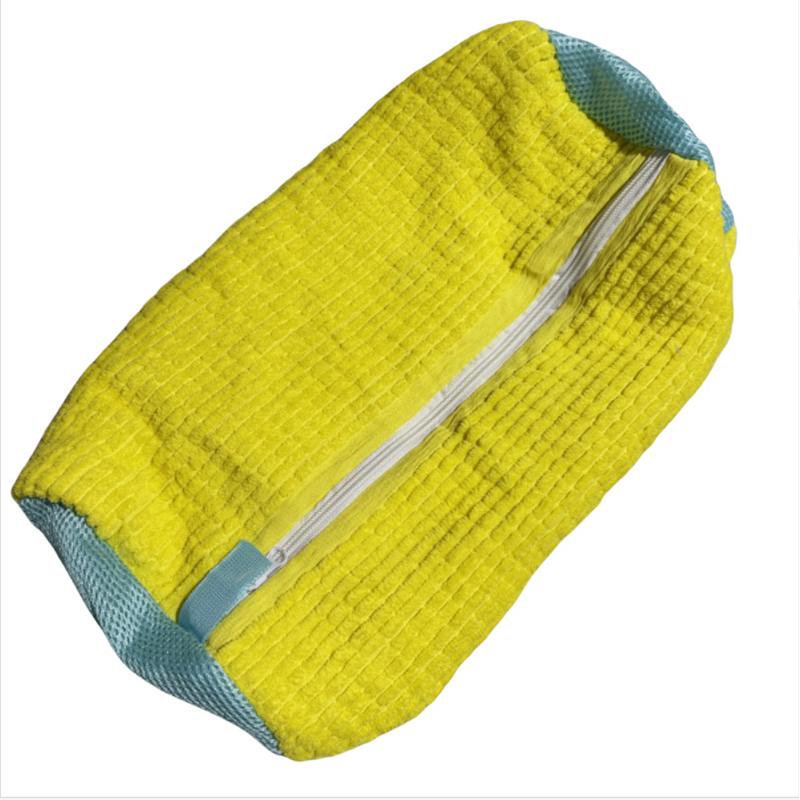 

Yellow with Zipper Closure Fluffy Fiber 360 ° Surround Cleaning Shoe Washing Bag Reusable Durable Machine Washable Laundry Bag