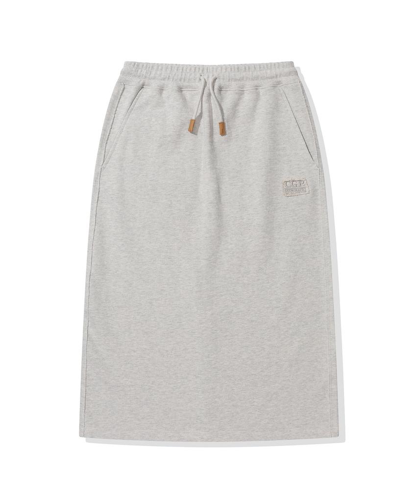 Code Graphy (Women) Square Logo Damaged Sweat Skirt_Oatmeal