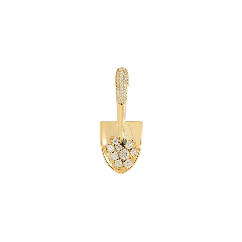 Trendy Design Sense Niche Gold Shovel Shining Diamond Brooch Women'S Exquisite High Sense Anti-Light Accessories Pin Brooch