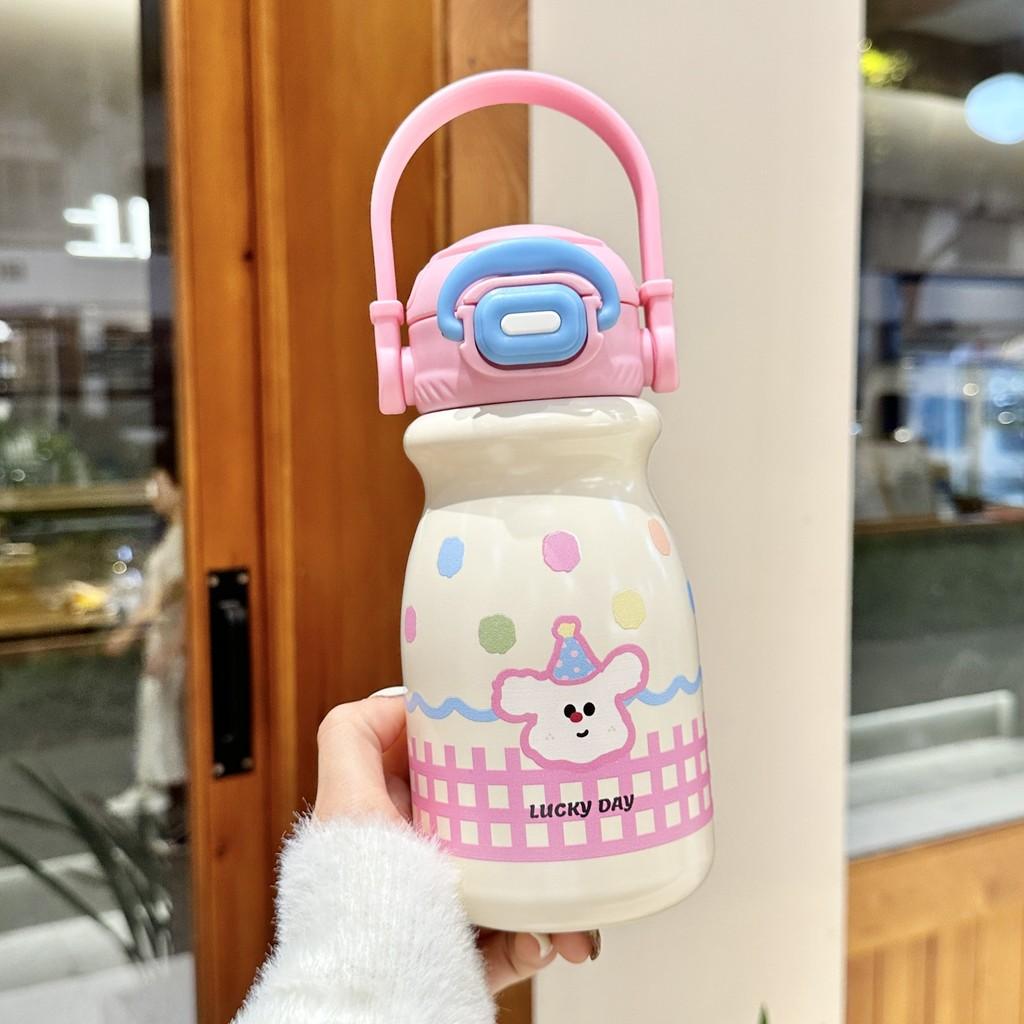 Capybara Kinder Thermosflasche mit Strohhalm und Trageseil für Schule und Reisen