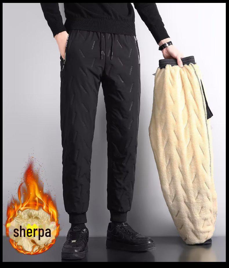 Men's Winter Lambskin Plus Velvet Waterproof Warm Outdoor Trousers