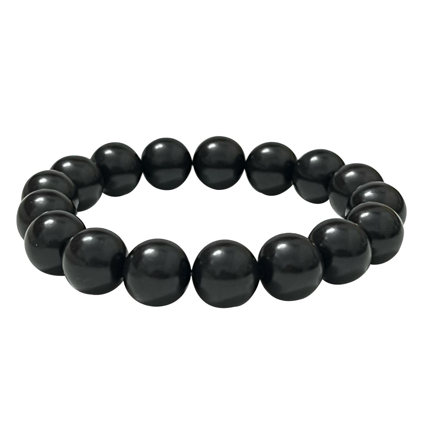 

Beaded Bracelets for Men 12MM Ebony Handmade Elastic Bracelet DIY Beading Charms Wooden Bangles Teen Boys Birthday Anniversary Christmas Gifts 12mm чорний