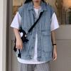 Damenmode-Taschen-Jeansjacke, lässig, ärmellos, Mantel, Weste