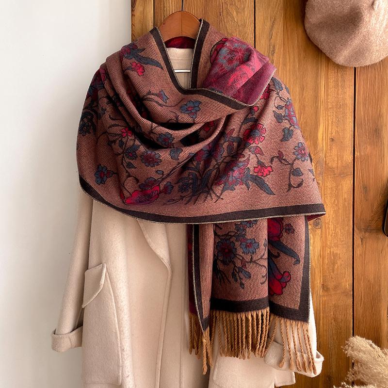 Fashion Thick Soft Cashmere Luxury Brand Jacquard Scarf Women Winter Poncho For Lady Casual Neckerchief Bandana Shawl Headband