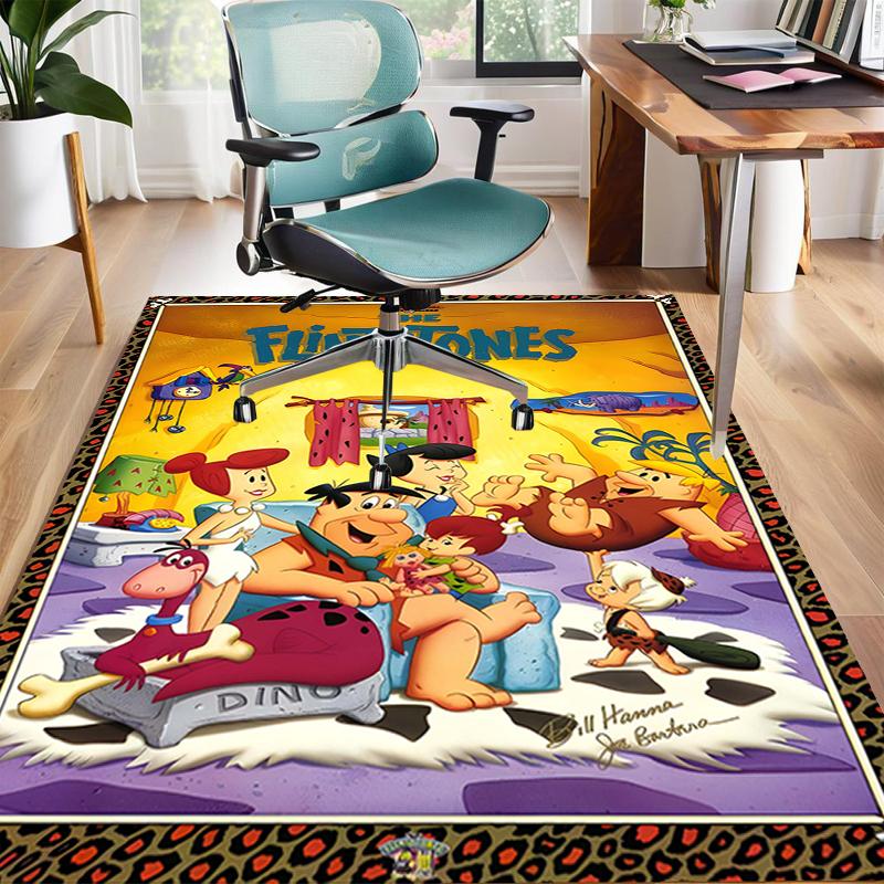 1pc Flintstone Design Area Rug - Non-Slip, Soft & Cozy Floor Mat for Living Room, Bedroom, Office - Indoor/Outdoor Decorative Carpet