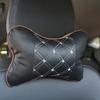 2pcs/set Car Seat Leather Pillow Breathable Head Neck Rest Safety Cushion Support Pillow Headrest Pad
