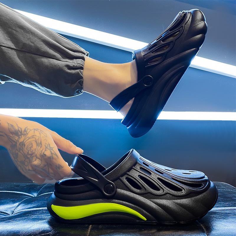 Hole shoes men's summer wear non-slip thick-soled casual beach sandals go out two wear shit-stepping bag head sandals