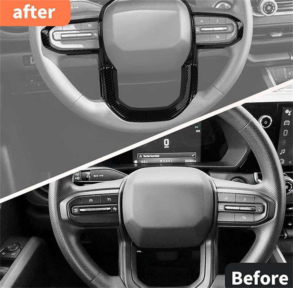 Carbon Fiber Look Steering Wheel Trim Cover Decor Molded For Chevrolet Colorado 2023+