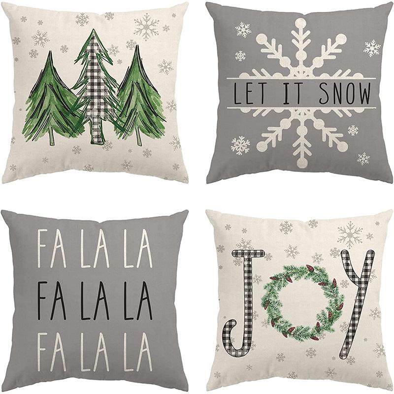 New Christmas Tree Printed Pillowcase Home Cushion Cover Christmas Decoration Sofa Pillowcase