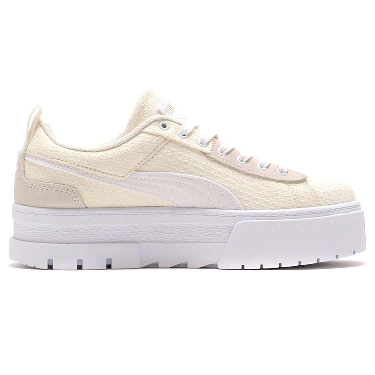 PUMA Mayze Patchwork Thick Sole Retro Casual Skateboarding Shoes White Women's (Unisex) Skateboard Shoes 383687 01