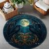 Raven And Moon Gothic Bohemian Carpet Mystical Crow Circle For Dark Aesthetic Living Room Round Rug Mat Or Bedroom Decor