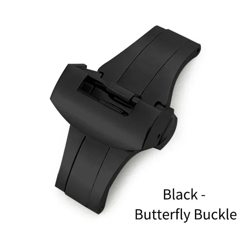 Fibbia deployante a farfalla pieghevole in acciaio inossidabile 22mm 20mm per Panerai pulsante di deployante argento nero per cinturino in gomma