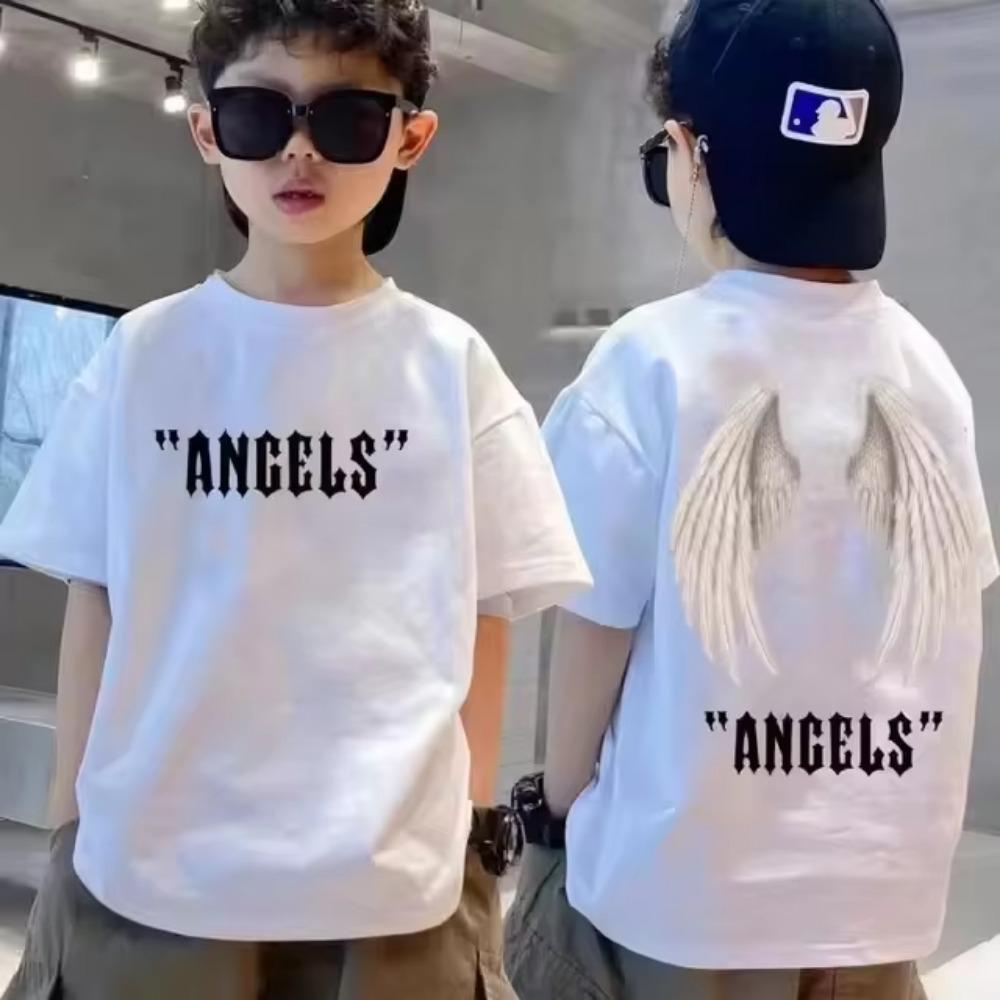 Summer street wear boy's T-shirt cool graffiti print girl's T-shirt short sleeved children's top high-quality children's clothing