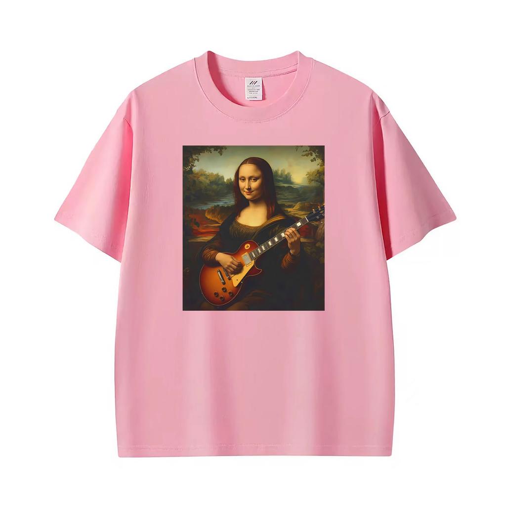 Mona Lisa Playing Electric Guitar Renaissance Art Rock Tee Shirt Unisex Unisex Fashion Aesthetic T Shirt Hot Sale Streetwear Tshirt