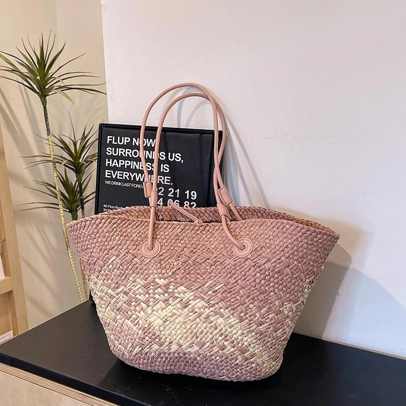 Handgemaakte Dames Handtassen grote Geweven Dames Schoudertas Zomer Riet Strandtassen Shopper Manden Boheemse Rotan Tote Bag