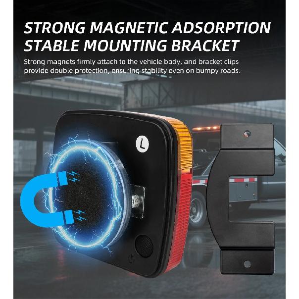 Magnetic Erou/US Wired/Wireless Trailer Signal Warning Brake Lamp High Lumens Truck Tail Light For Caravan RV Camper Lorry Truck