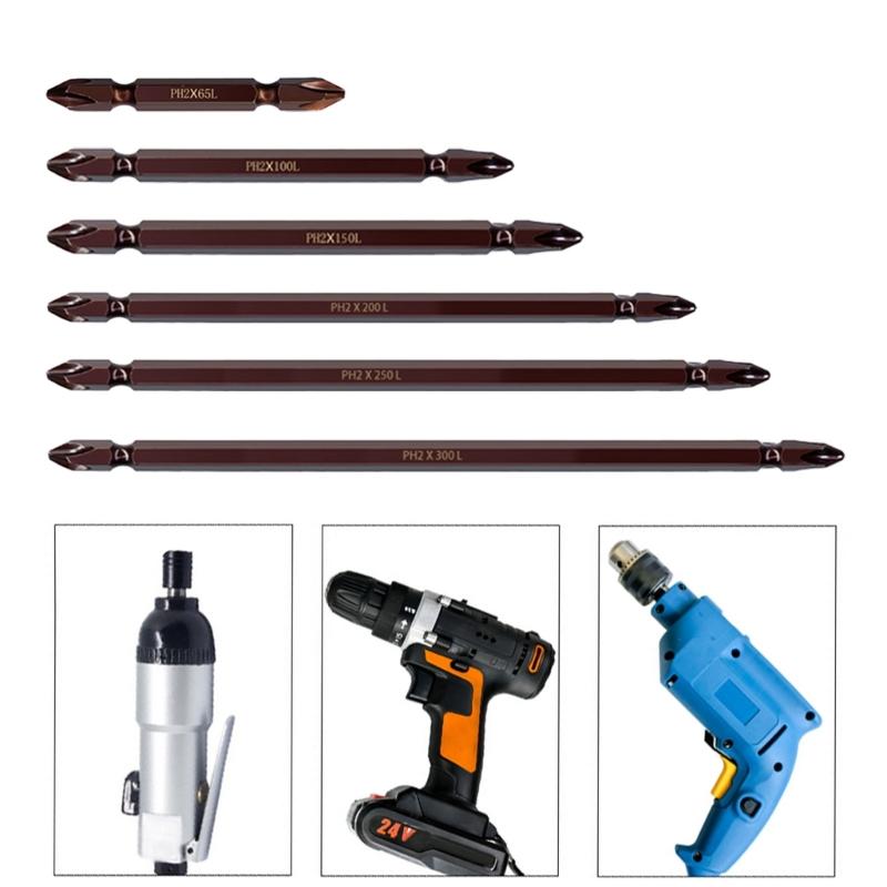 PH2 Electric Screwdriver Bit Double Head Hexes Shanks Screwdriver Bit Alloy Steel 65mm-300mm Magnetic Nut Driver Hand Tool