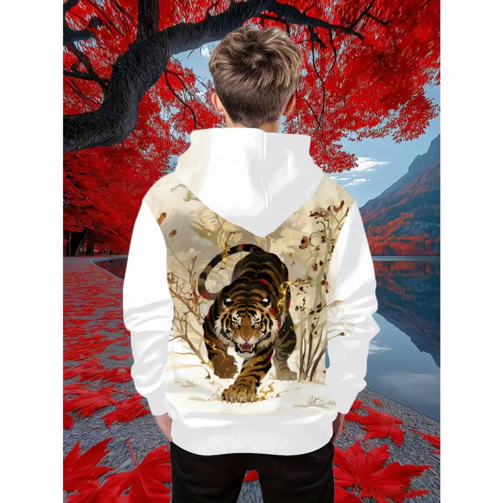 New 3D Printed Hooded Sweatshirt, Fashionable Long Sleeved Hooded Sweatshirt, Comfortable Pullover for Boys and Girls, Children's Hoodie