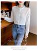 Spring & Autumn 2024 Women's Jacquard Cotton Shirt with Ruffled Collar - Fashionable & Versatile