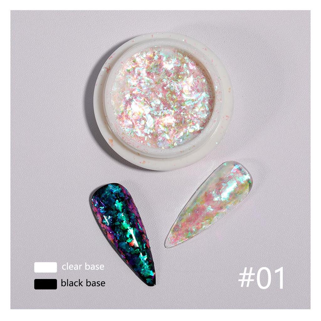 Iridescent Fairy Nail Decoration Sequins - Super Shiny 12 Colors Cloud Brocade Powder Snow Velvet 