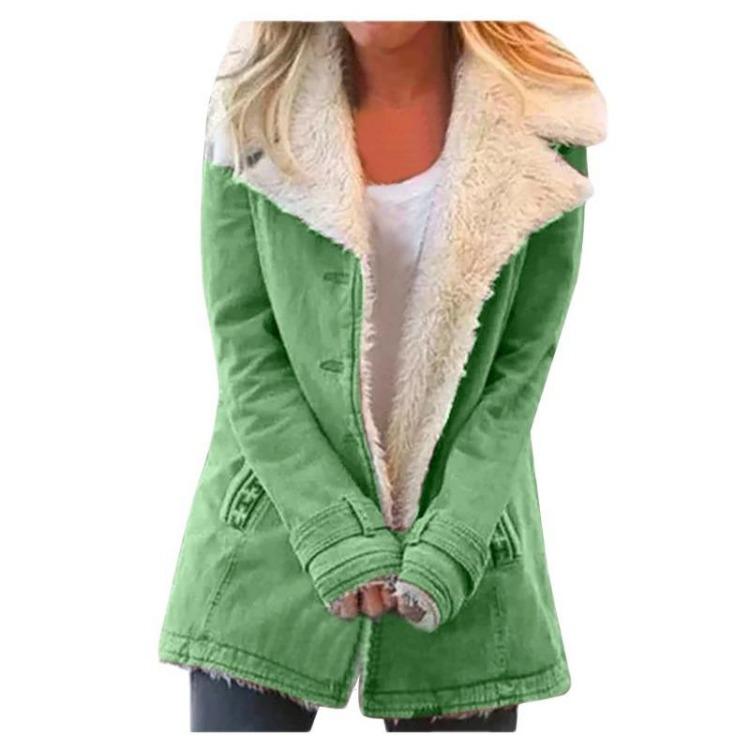 Cappotto Mezza Lunghezza con Cappuccio in Misto Tessuto da Donna Giubbotti di Peluche Colore Unito Popolare Autunno Inverno Abbigliamento da Donna