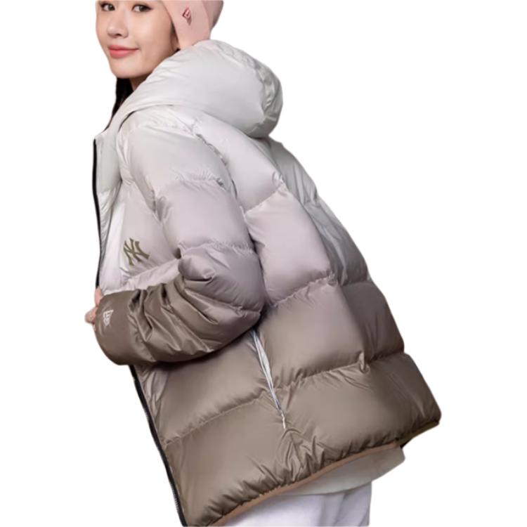 New Era MLB Color Block Casual Hooded Down Jacket Unisex outerwear Gradient-Brown 13350917