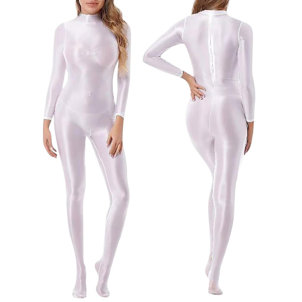 Stage Dance Solid Color Costume Performance Costume Tights With Hands And Feet High Collar Clothing