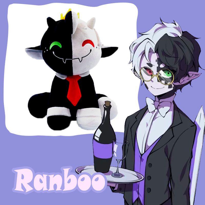 Adorável Novo Ranboo Sentado Fofo Brinquedo de Pelúcia Boneca Ovelha Sorridente Preta e Branca Para Crianças
