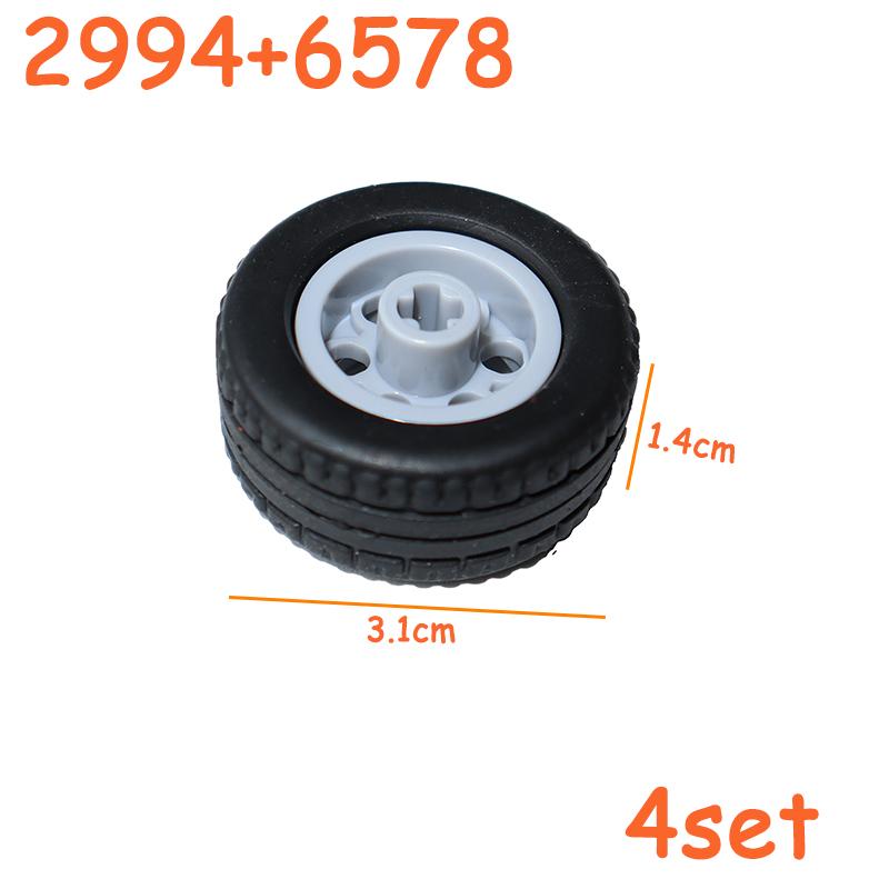 Tire Wheel Cross Hole Set Car Truck Wheels Hub Technical Bricks MOC Motorcycle Tyre & Rim Construction Building Blocks