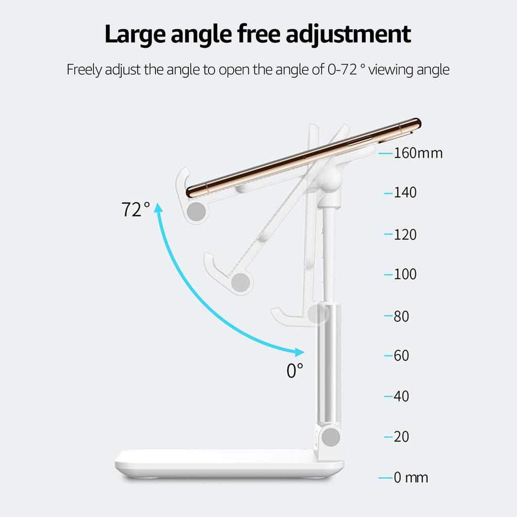 Desktop Tablet Mobile Phone Holder Stand Angle Height Adjustable Foldable Cell Phone Stand Compatible with All Mobile Phone/Tablet