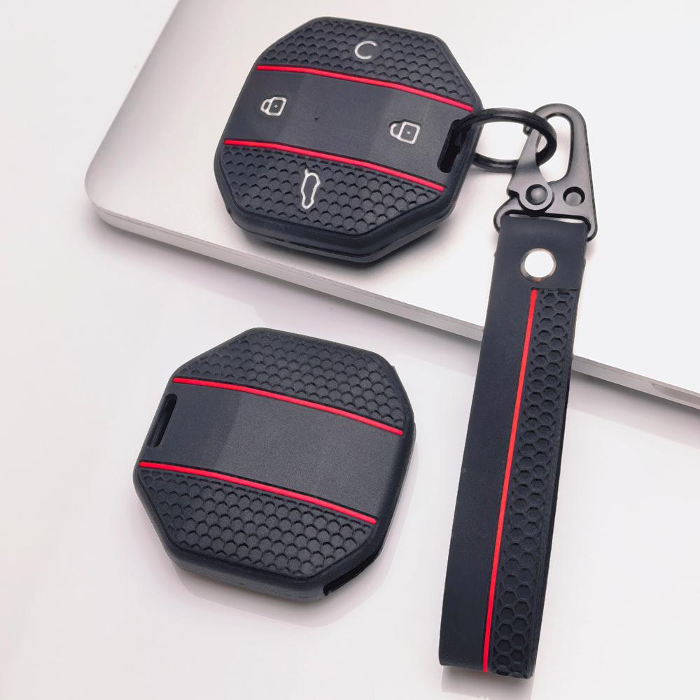 Silicone Car Keychain Strap for Chery JETOUR Freedom Traveler Tiggo 7 Pro Arrizo 8 OMODA 5 Honeycomb Texture Anti Scratch Anti Lost Key Ring Holder
