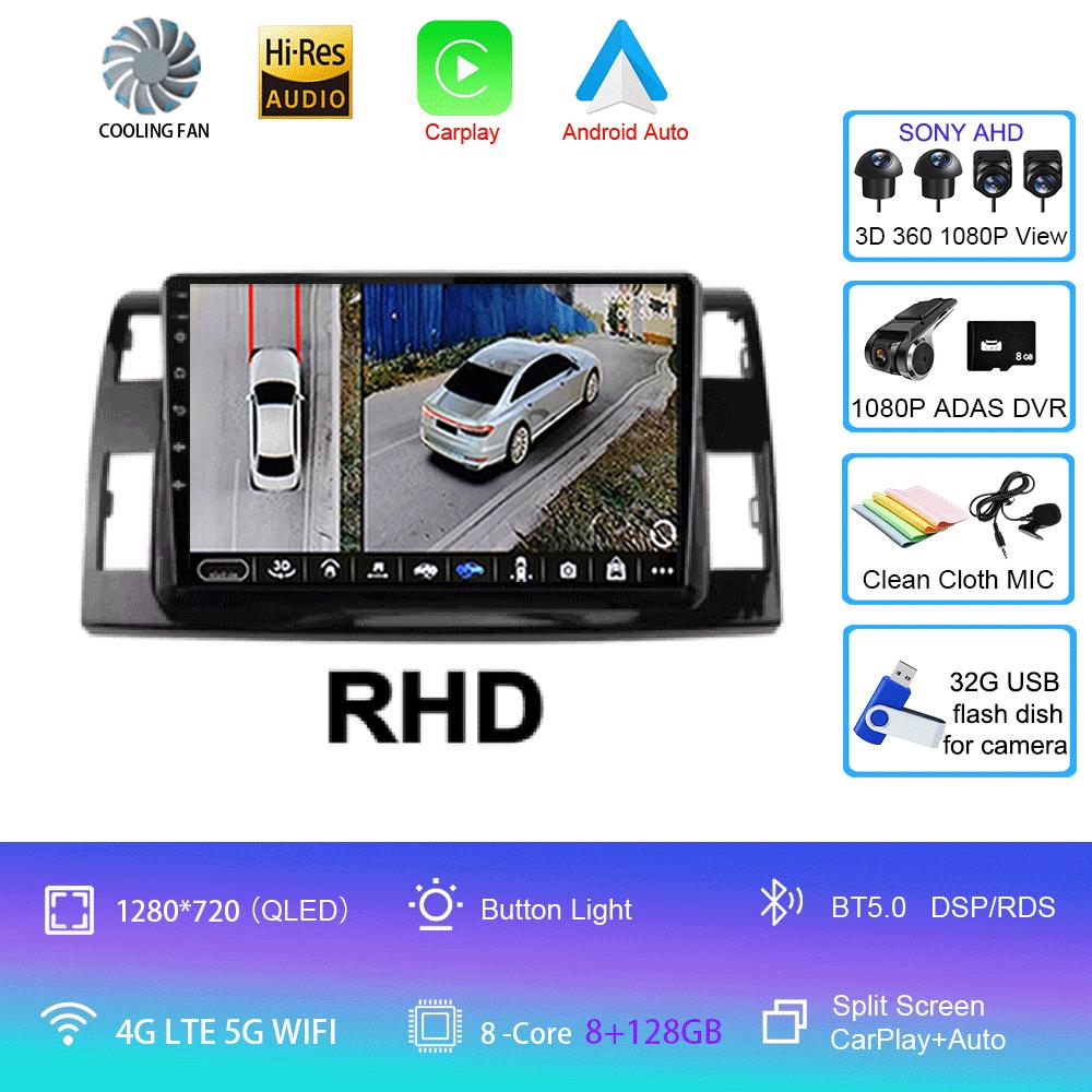 Android 14 For Toyota Previa 3 III XR50 Estima 2006 - 2019 Multimedia Blu-ray QLED Screen Navigation GPS No 2 Din Player