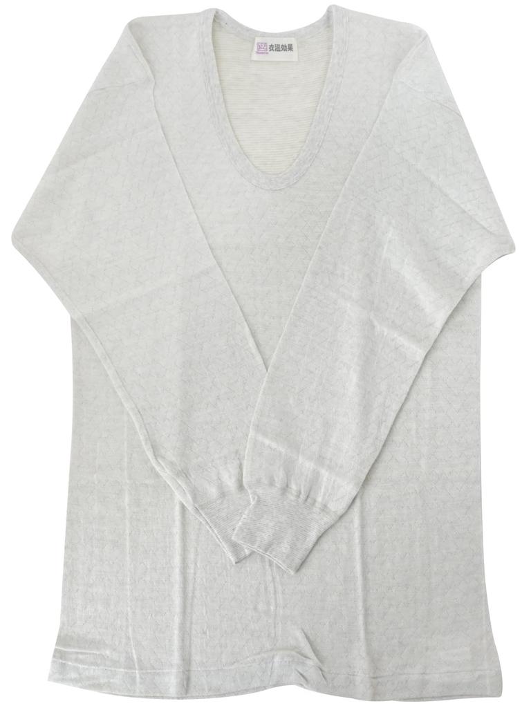 Thunderlon Conductive Sizes MA and [SAKIKU-EN] Men's U-Neck Undershirt, Warming, Ion-Infused Fiber, Gray, LA, san-32 (LA Size)