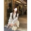 White small lapel long-sleeved dress women's spring dress new design sense lace-up and thin waist A-word short skirt