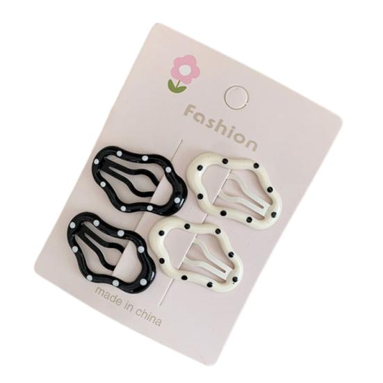 

4Pcs Girl Hairpins Metal Base Dot Print Rectangle Star Heart Shape Hair Pins Small Size Fixation Invisible Hair Clips Hair Accessories F