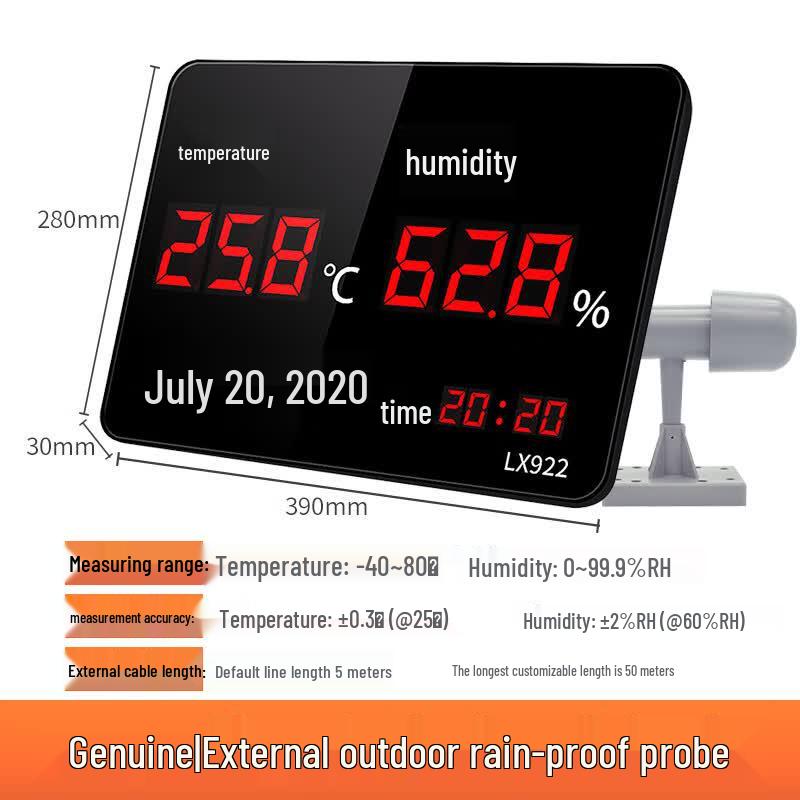 Rongce LX922 High-Precision LED Temperature & Humidity Monitor