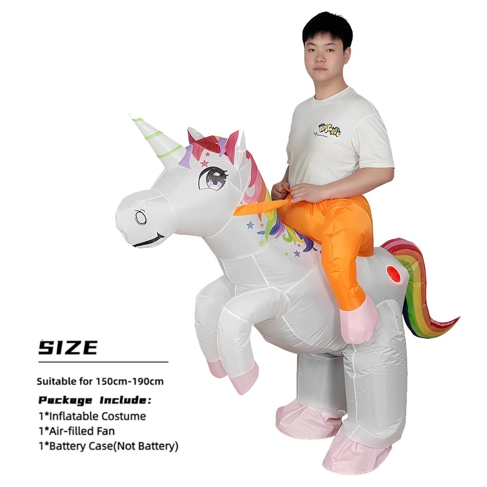 

Adult Inflatable Flowers Rainbow Unicorn Cosplay Costumes Horse Mascot for Halloween Party Birthday One Size білий