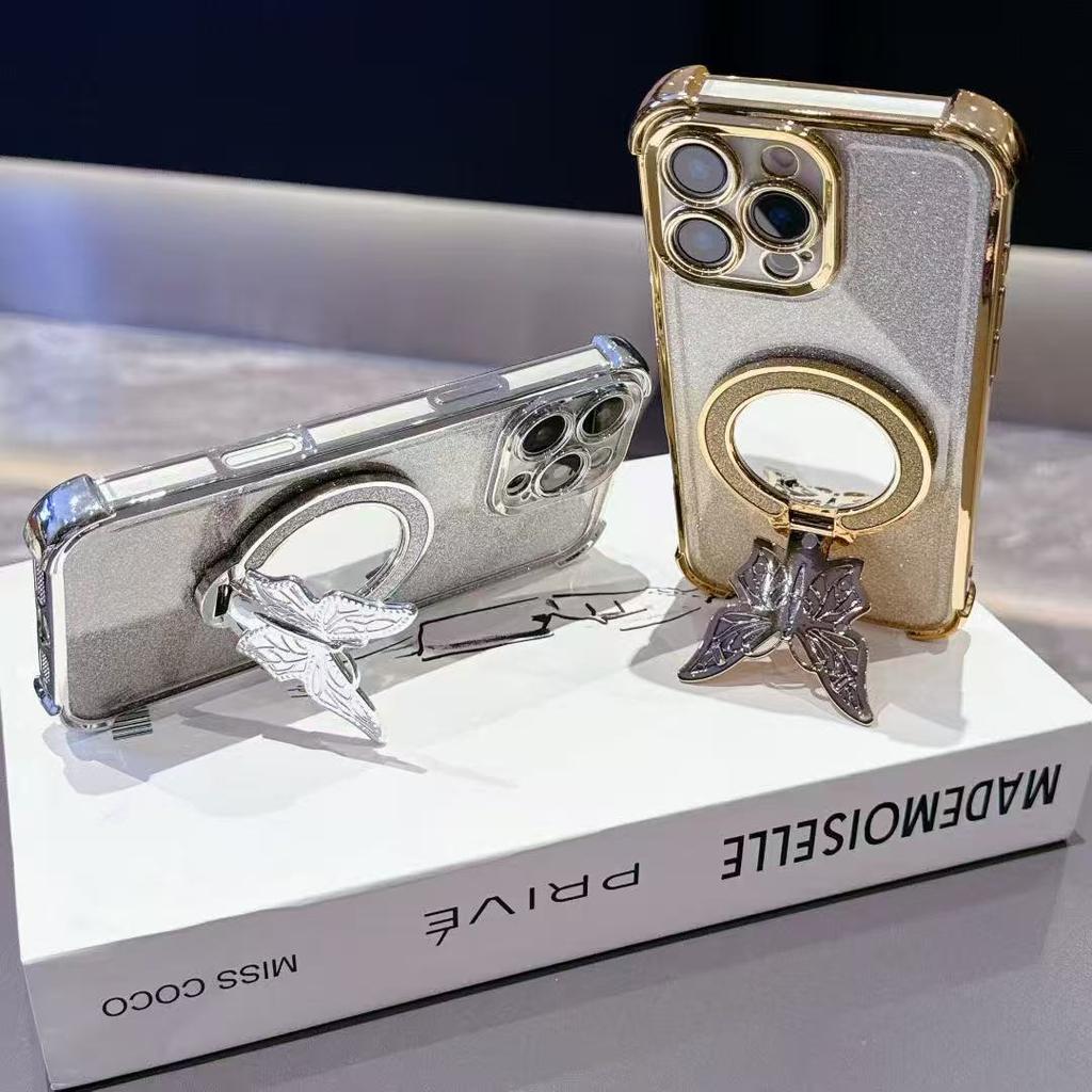 Shockproof Mirror Butterfly Glitter Phone Case For Samsung Galaxy A04E A04S A04 A14 A24 A34 A54 A13 4G A23 A33 A53 A73 5G Cover