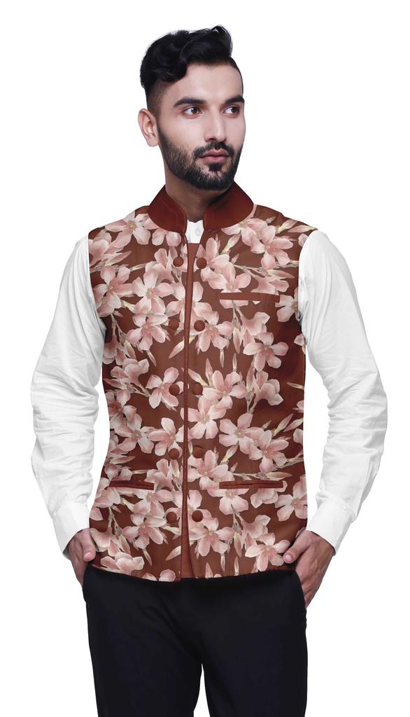 Atasi Artistic Printed Wedding Jackets For Men Nehru Jacket Waist Coat For Wedding & Festive