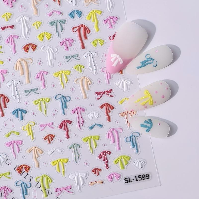 Professional Look Nail Art Stickers 5D Bow Pearl Heart for French Polka Dot Nails