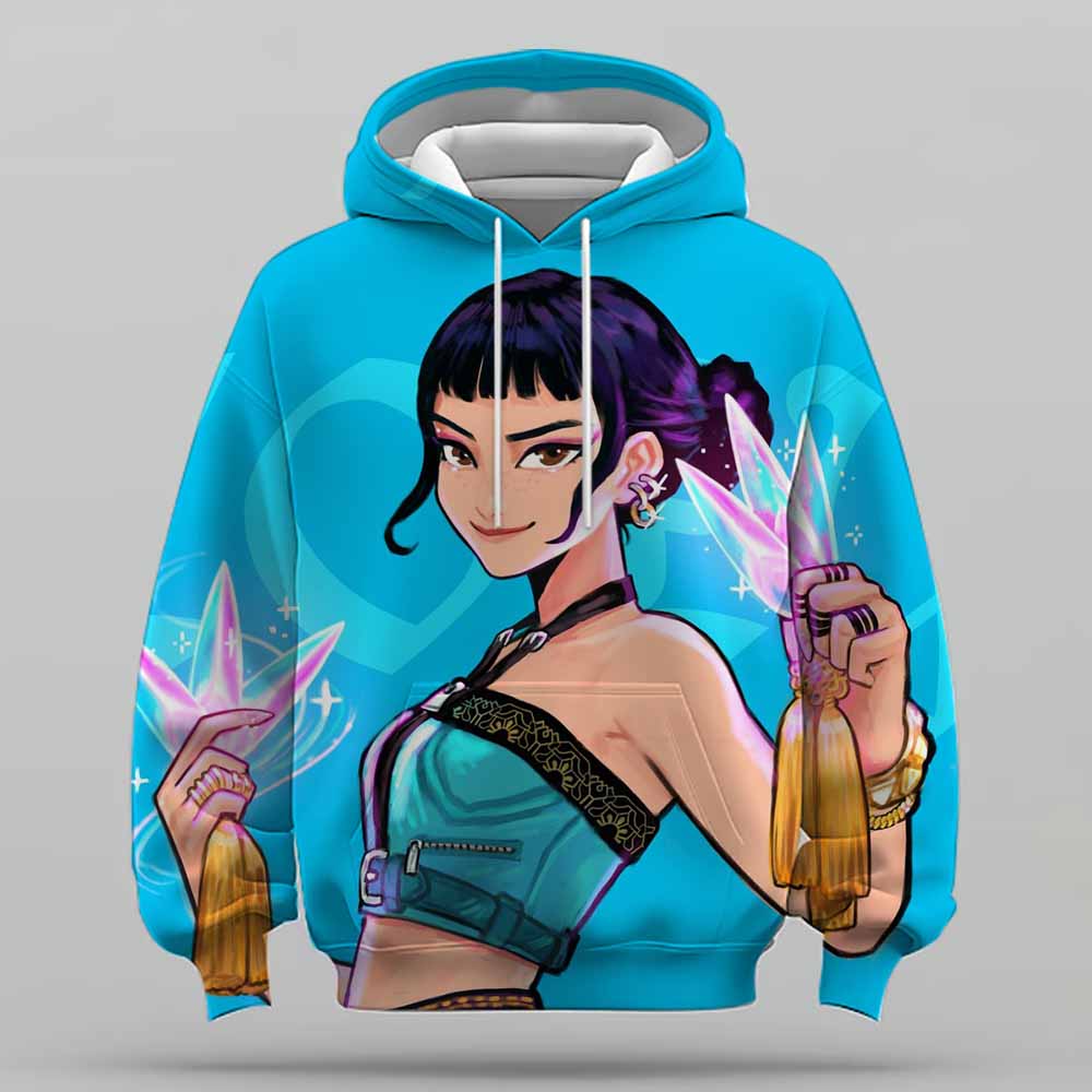 KPop Demon Hunter Rumi Cute Cartoon Girl Hoodie Warm Children's Wavy Fashion Casual Pullover