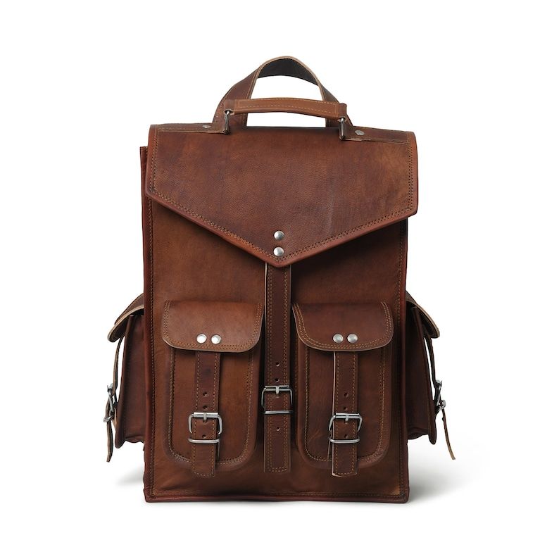 Mochila de couro conversível 2 em 1 para laptop | Mochila de couro marrom vintage para laptop | Bolsa de couro para laptop para homens e mulheres